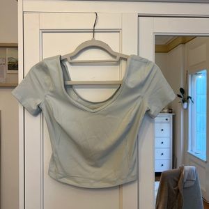 Lululemon crop tee - flattering light blue color
